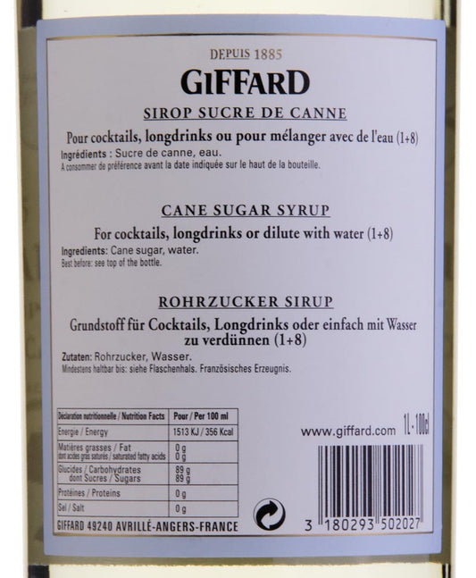 GIFFARD Sucre de Canne Rohrzucker-Sirup