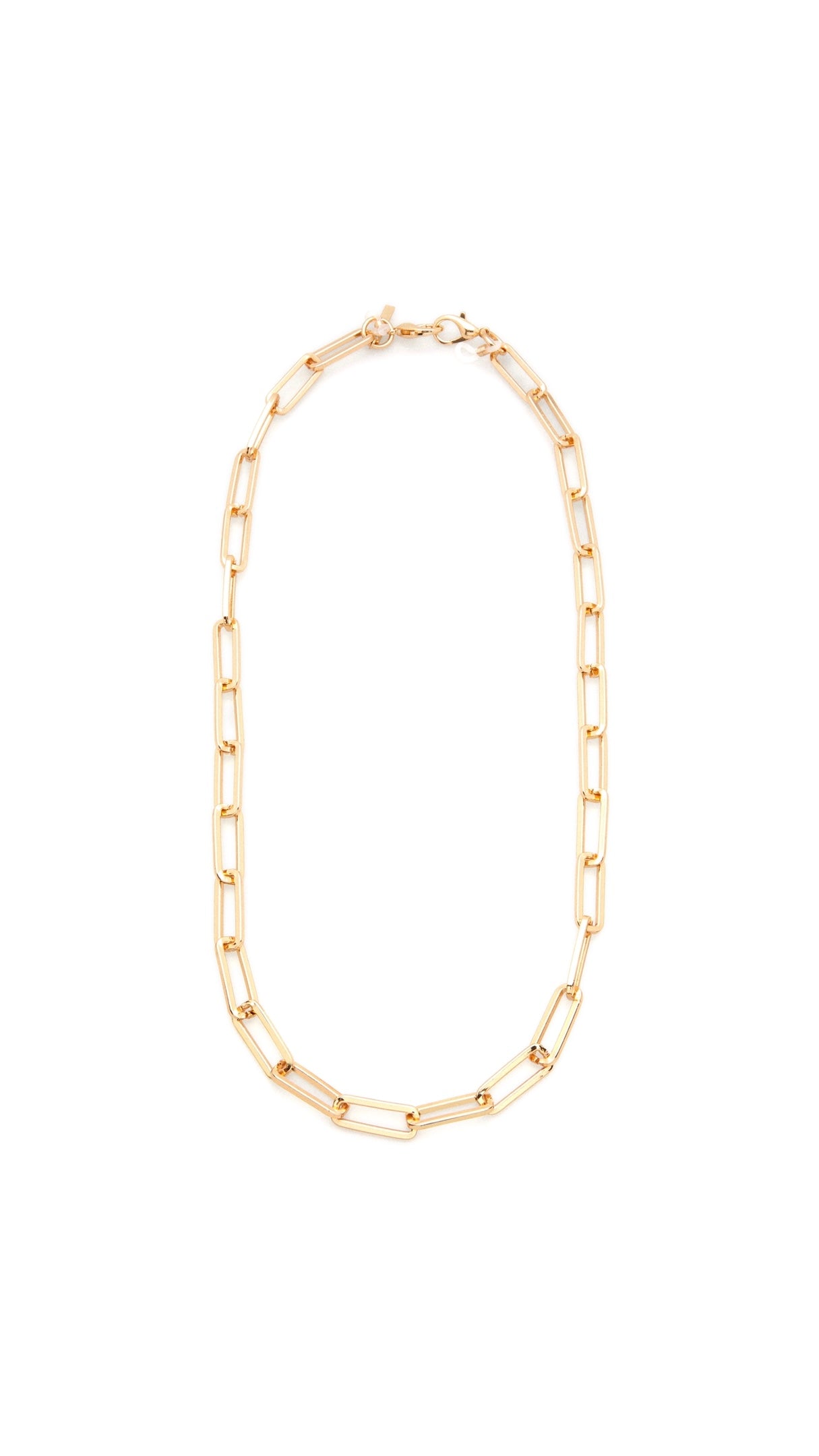 Brillenkette aus goldenen, eckigen, großen Kettengliedern